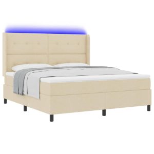 Łóżko Kontynentalne 180×200 Ecru z Materacem z LED Dwuosobowe do Sypialni 1100170 Łóżko Kontynentalne 180×200 Ecru z Materacem z LED Dwuosobowe do Sypialni 1100170