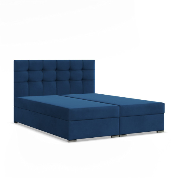 Łóżko kontynentalne 180x200 ELDA, 2 pojemniki na pościel, Velvet, Granatowy 387715