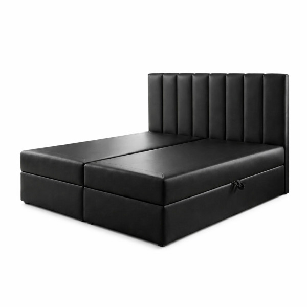 Łóżko kontynentalne 180x200 SONNO BELLO z 2 pojemnikami czarne eko skóra 958912