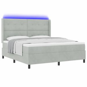 Łóżko Kontynentalne 180×200 Szare Welurowe z Materacem z LED do Sypialni 1100732 Łóżko Kontynentalne 180×200 Szare Welurowe z Materacem z LED do Sypialni 1100732