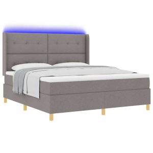 Łóżko Kontynentalne 180×200 Szare z Materacem z LED Dwuosobowe do Sypialni 1099330 Łóżko Kontynentalne 180×200 Szare z Materacem z LED Dwuosobowe do Sypialni 1099330