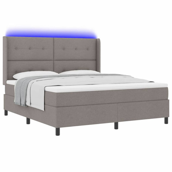 Łóżko Kontynentalne 180x200 Szare z Materacem z LED Dwuosobowe do Sypialni 1100225