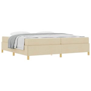 Łóżko Kontynentalne 200×200 Ecru z Materacem Dwuosobowe do Sypialni 1091615