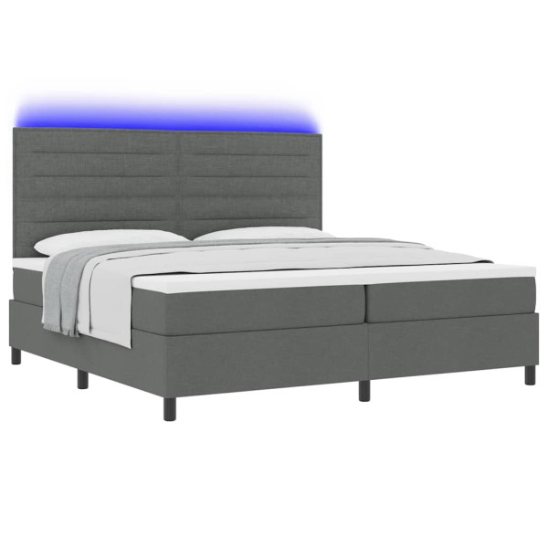 Łóżko Kontynentalne 200x200 Szare z Materacem z LED Dwuosobowe do Sypialni 1098676
