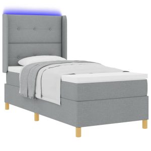 Łóżko Kontynentalne 80×200 Szare z Materacem z LED Jednoosobowe do Sypialni 1099933 Łóżko Kontynentalne 80×200 Szare z Materacem z LED Jednoosobowe do Sypialni 1099933
