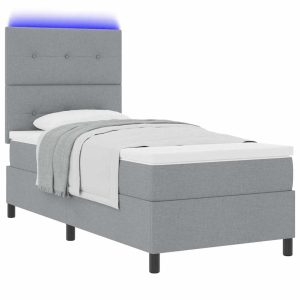 Łóżko Kontynentalne 80×200 Szare z Materacem z LED Jednoosobowe do Sypialni 1098437 Łóżko Kontynentalne 80×200 Szare z Materacem z LED Jednoosobowe do Sypialni 1098437