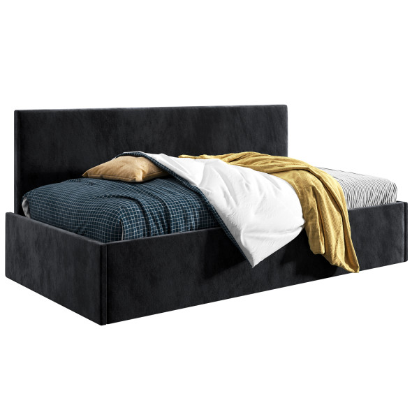 Łóżko młodzieżowe 80x200 Comfort Bari, Czarny, Pojemnik 640916