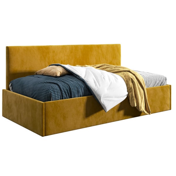 Łóżko młodzieżowe 80x200 Comfort Bari, Musztardowy, Pojemnik 640502