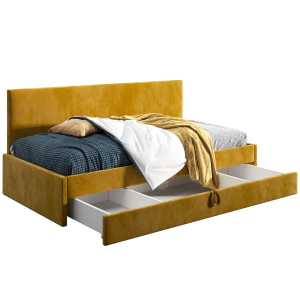 Łóżko młodzieżowe 80x200 Comfort Dani, Musztardowy, Szuflada 640755