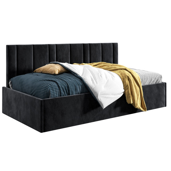 Łóżko młodzieżowe 80x200 Comfort Prato, Czarny, Pojemnik 640432