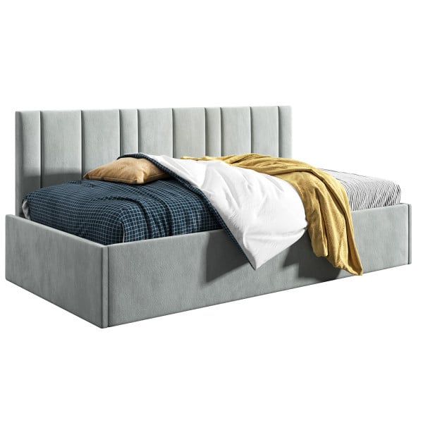 Łóżko młodzieżowe 80x200 Comfort Prato, Jasny szary, Pojemnik 640898
