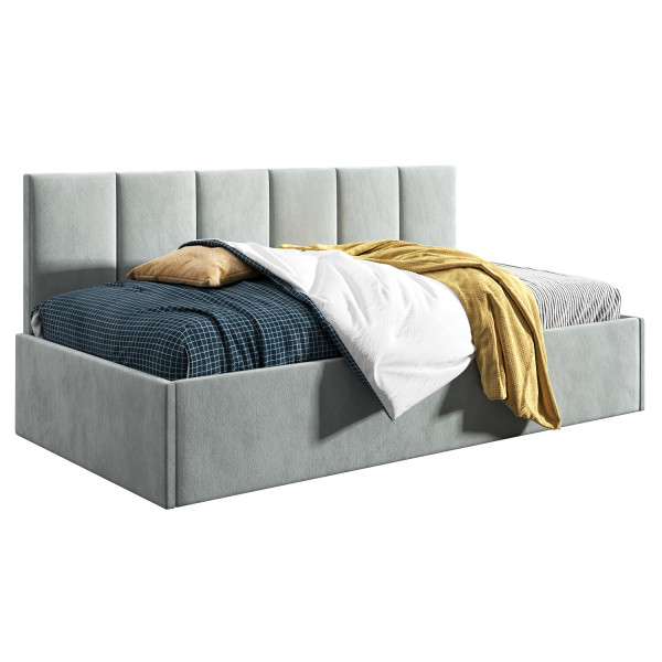 Łóżko młodzieżowe 80x200 Comfort Roma, Jasny szary, Pojemnik 640529