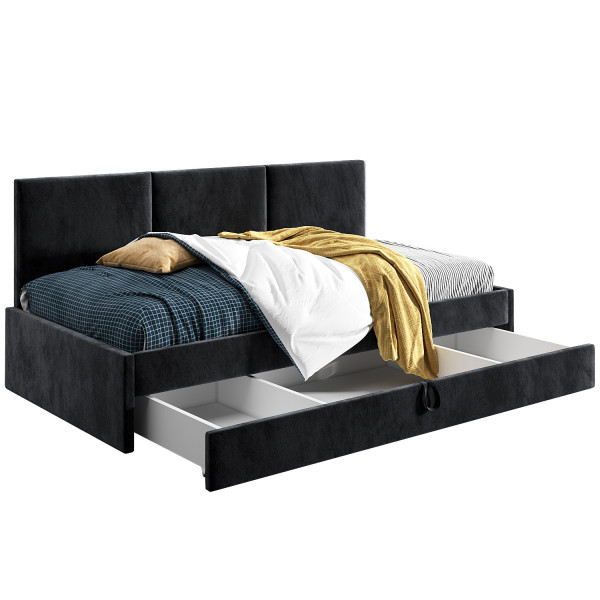 Łóżko młodzieżowe 80x200 Comfort Toni, Czarny, Szuflada 640761