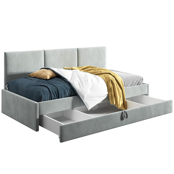 Łóżko młodzieżowe 80x200 Comfort Toni, Jasny szary, Szuflada 640723