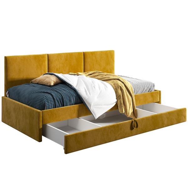 Łóżko młodzieżowe 80x200 Comfort Toni, Musztardowy, Szuflada 640565