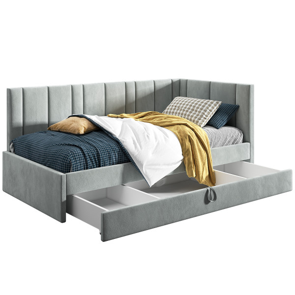 Łóżko młodzieżowe 80x200 Supreme Luka, Jasny szary, Szuflada 640754