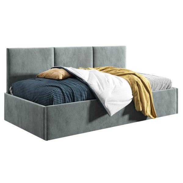 Łóżko młodzieżowe 90x200 Comfort Asti, Ciemny szary, Pojemnik 640919