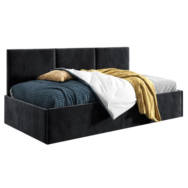Łóżko młodzieżowe 90x200 Comfort Asti, Czarny, Pojemnik 640929
