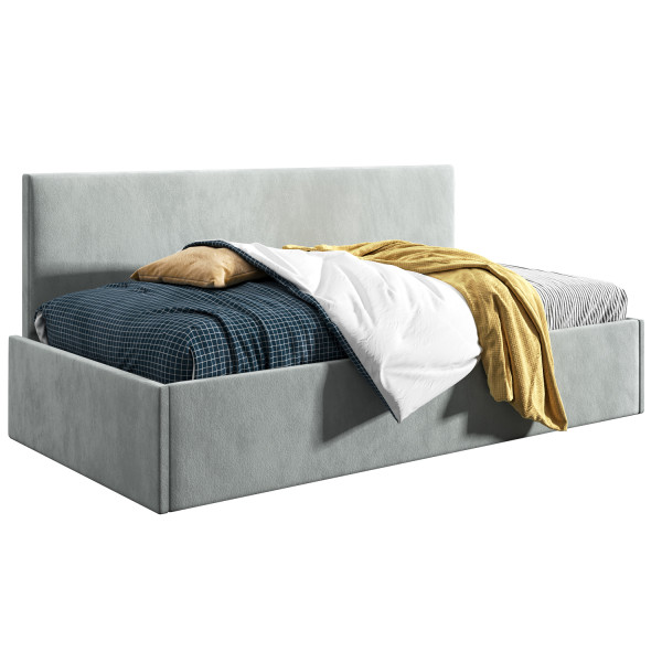 Łóżko młodzieżowe 90x200 Comfort Bari, Jasny szary, Pojemnik 640631