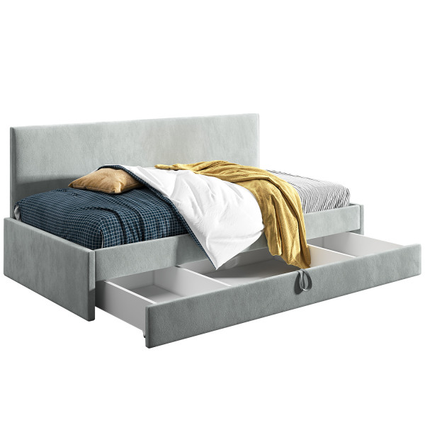Łóżko młodzieżowe 90x200 Comfort Dani, Jasny szary, Szuflada 640724
