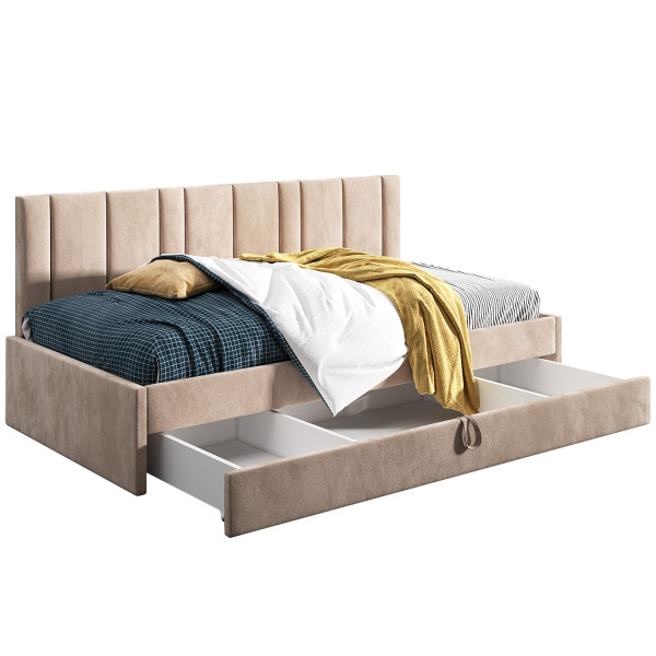 Łóżko młodzieżowe 90x200 Comfort Luka, Beżowy, Szuflada 640439
