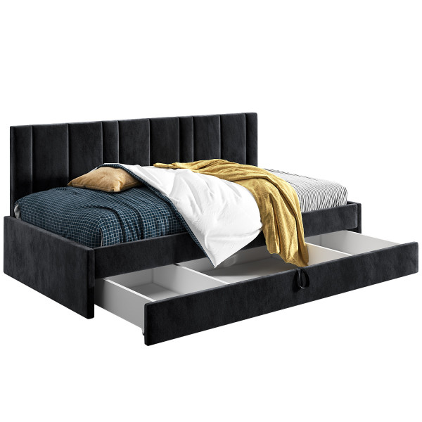Łóżko młodzieżowe 90x200 Comfort Luka, Czarny, Szuflada 640900