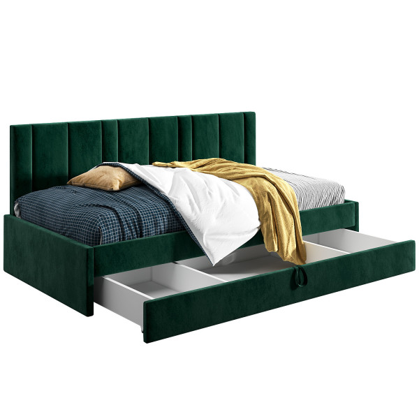 Łóżko młodzieżowe 90x200 Comfort Luka, Zielony, Szuflada 640572