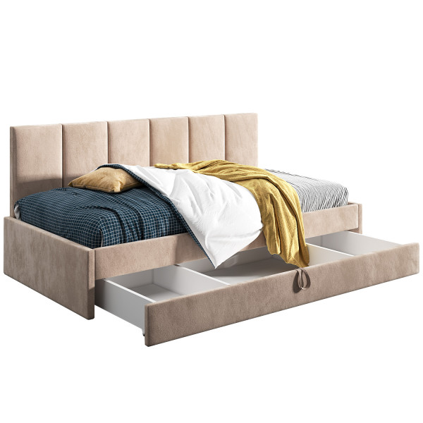 Łóżko młodzieżowe 90x200 Comfort Niko, Beżowy, Szuflada 640691