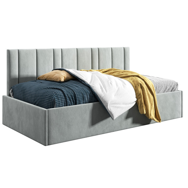 Łóżko młodzieżowe 90x200 Comfort Prato, Jasny szary, Pojemnik 640746
