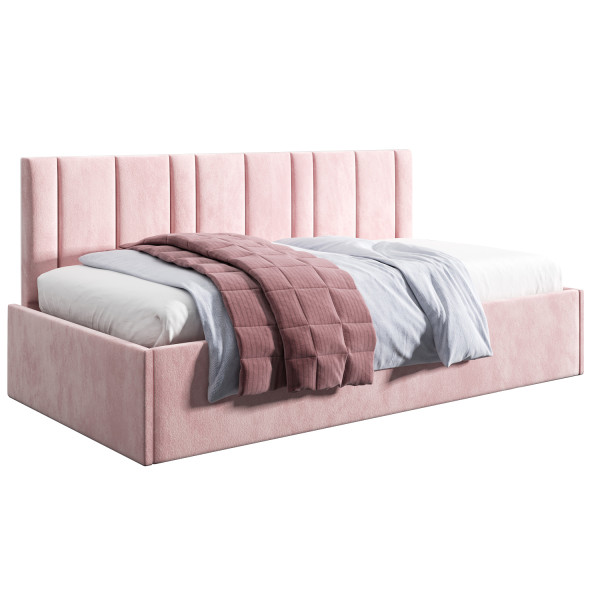 Łóżko młodzieżowe 90x200 Comfort Prato, Różowy, Pojemnik 640705