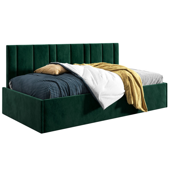Łóżko młodzieżowe 90x200 Comfort Prato, Zielony, Pojemnik 640803