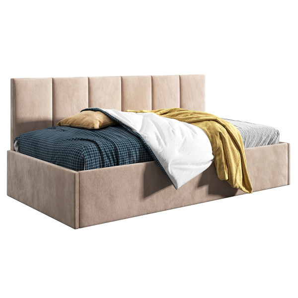 Łóżko młodzieżowe 90x200 Comfort Roma, Beżowy, Pojemnik 640936