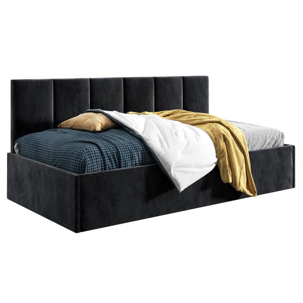 Łóżko młodzieżowe 90x200 Comfort Roma, Czarny, Pojemnik 640567