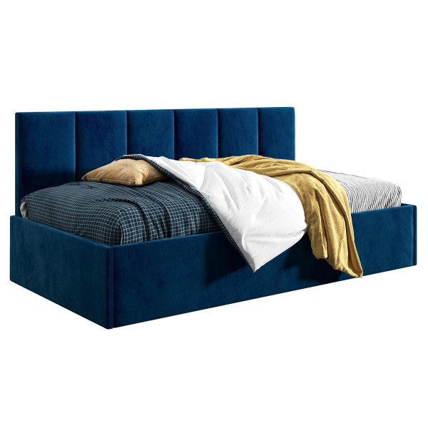 Łóżko młodzieżowe 90x200 Comfort Roma, Granatowy, Pojemnik 640530