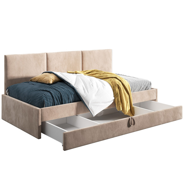 Łóżko młodzieżowe 90x200 Comfort Toni, Beżowy, Szuflada 640862