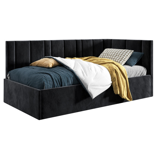 Łóżko młodzieżowe 90x200 Supreme Prato, Czarny, Pojemnik 640454