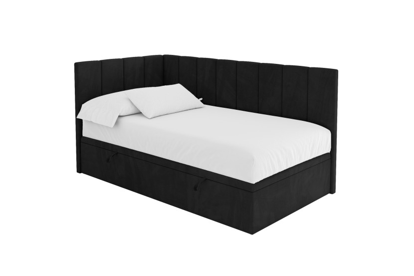 ŁÓŻKO MŁODZIEŻOWE bez materaca+pojemnik - LOVY 80x200 czarne 1067615