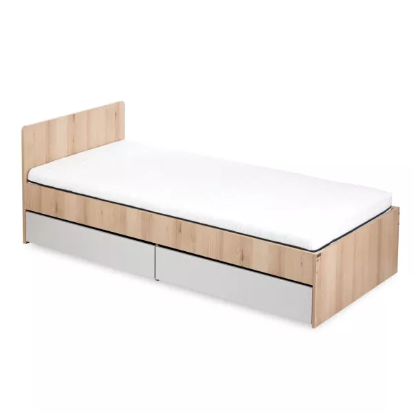 Łóżko młodzieżowe DALIA 90x200 buk/szare z szufladą/bez materaca 741331