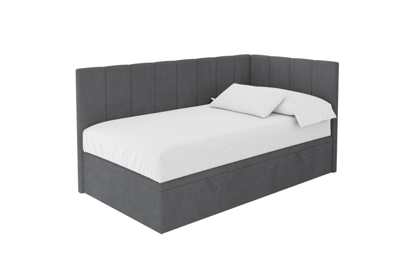 ŁÓŻKO MŁODZIEŻOWE z materacem+pojemnik- LOVY 100x200 ciemnoszare 1067556