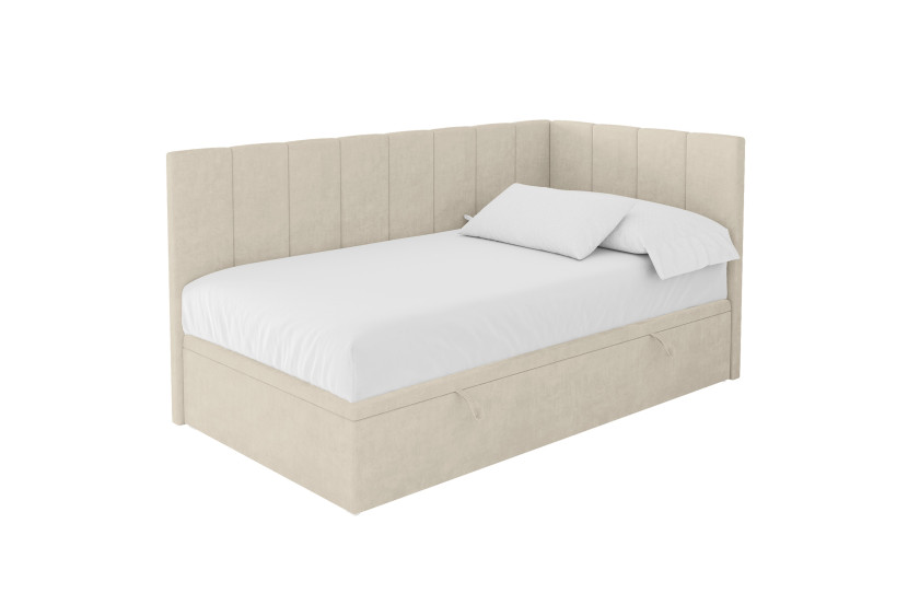 ŁÓŻKO MŁODZIEŻOWE z materacem+pojemnik- LOVY 90x200 beżowe 1067541