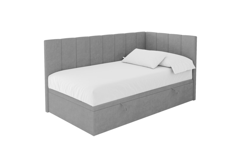 ŁÓŻKO MŁODZIEŻOWE z materacem+pojemnik- LOVY 90x200 szare 1067599