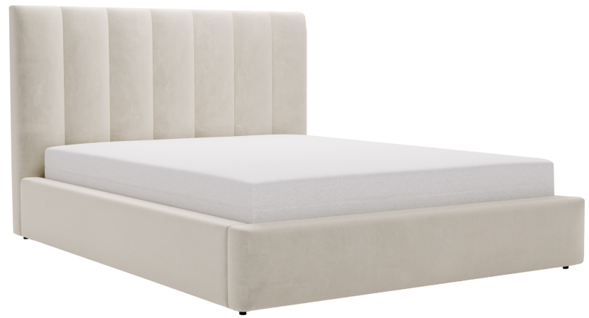 Łóżko nowoczesne 140x200 Velor ze stelażem metalowym - Beżowy 1053381