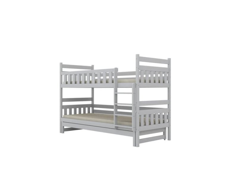 Łóżko piętrowe BARTEK 180x90 białe drewniane trzyosobowe 950500