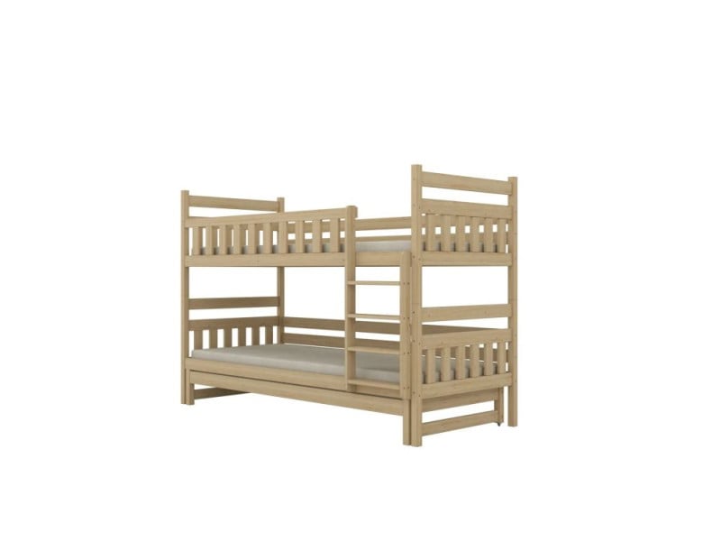 Łóżko piętrowe BARTEK 180x90 sosna lakierowana drewniane trzyosobowe 950563