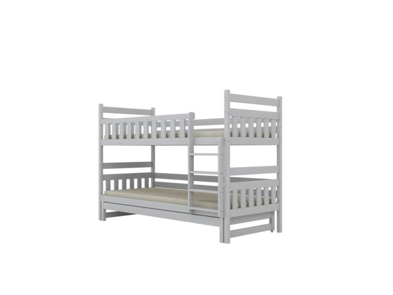 Łóżko piętrowe BARTEK 200x80 białe drewniane trzyosobowe 950428