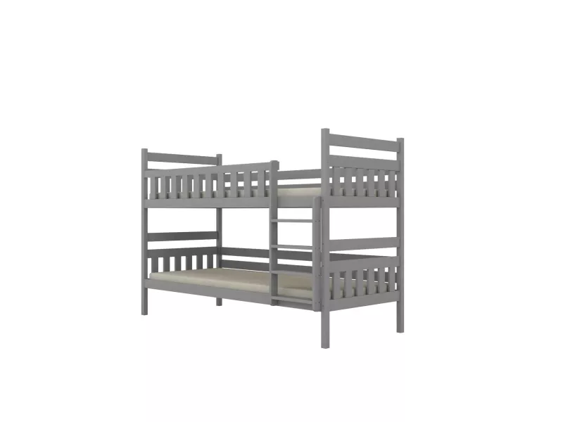 Łóżko piętrowe BARTEK 200x80 szare drewniane bez szuflady 950012