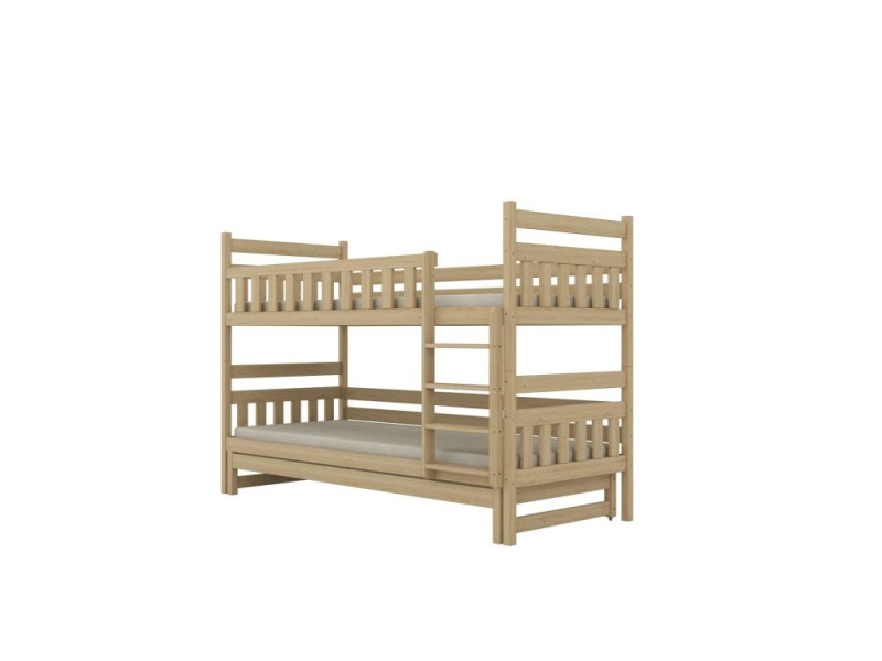 Łóżko piętrowe BARTEK 200x90 sosna lakierowana drewniane trzyosobowe 950587