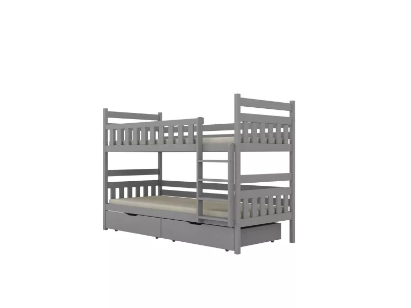 Łóżko piętrowe BARTEK 200x90 szare drewniane bez szuflady/bez materaca 950044