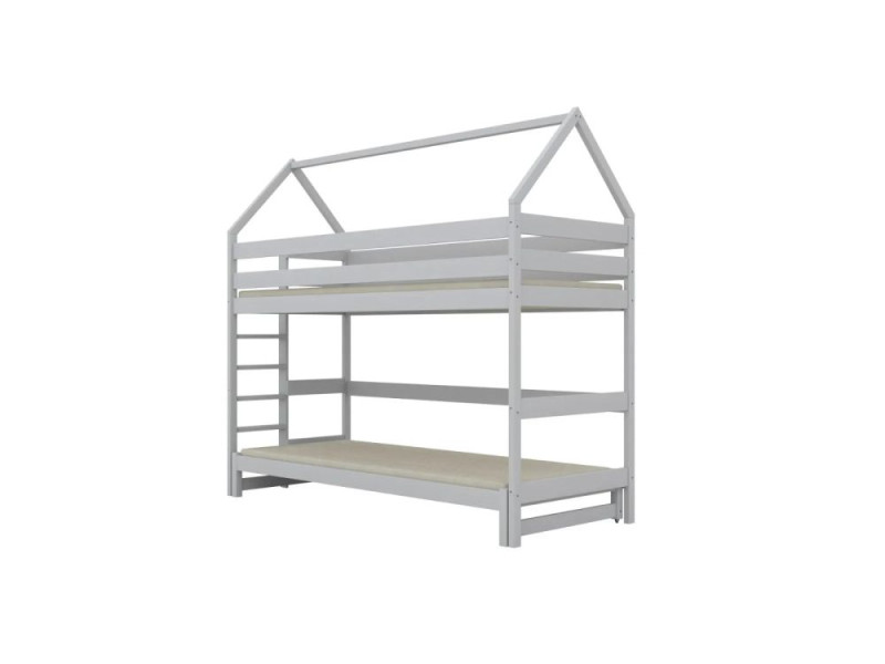 Łóżko piętrowe domek TOBI 1 200x80 białe drewniane 950440