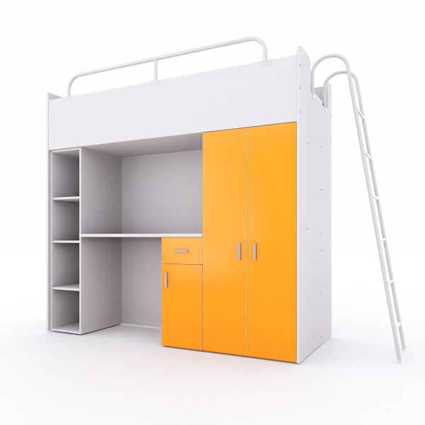 Łóżko piętrowe JSM4 80×190 matowe drabinka – pomarańczowe 962650